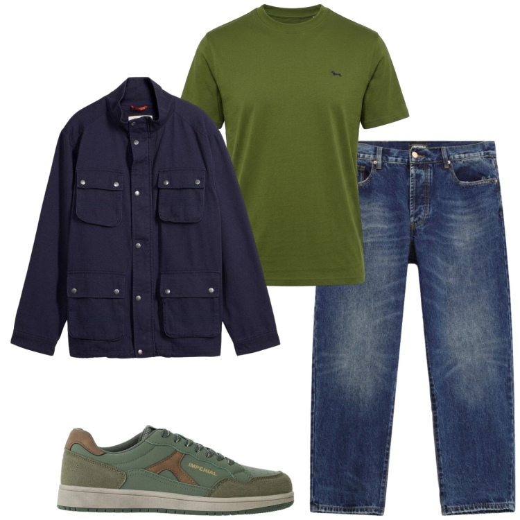 Outfit uomo - Total look #2496927. Stile Casual per Tutti i giorni. Abbinamento con t-shirt, sneakers, jeans dritti, giacche.