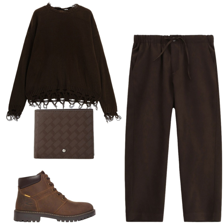 Outfit uomo - Total look #2496928. Stile Trendy per Serata speciale. Abbinamento con maglieria, pantaloni, portafogli, stivali e stivaletti.