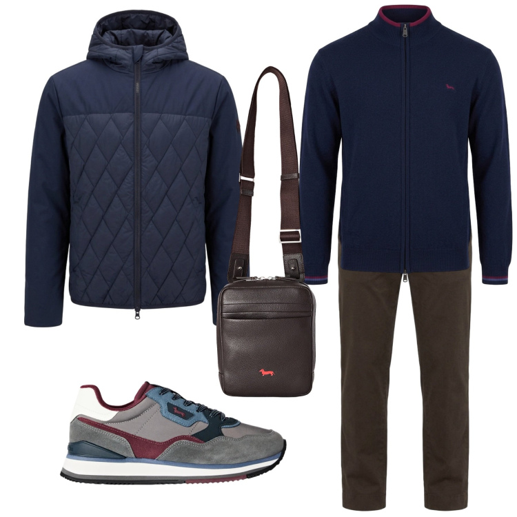 Outfit uomo - Total look #2496937. Stile Casual per Tutti i giorni. Abbinamento con borse sportive, pantaloni, sneakers, pullovers, giacche.