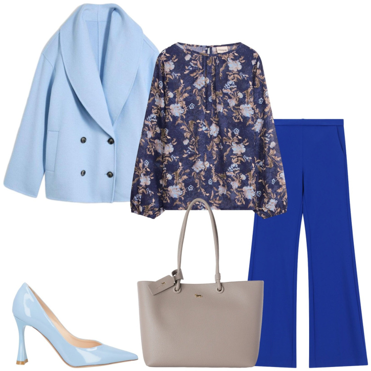 Outfit donna - Total look #2496959. Stile Chic per Ufficio. Abbinamento con shopping bag, pantaloni, décolleté, caban, tuniche.