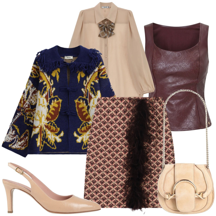 Outfit donna - Chic. Stile Chic per Serata fuori. Abbinamento con gonne longuette, camicie, top, blazer, marsupi, décolleté.