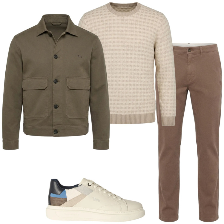 Outfit uomo - Wonderful. Stile Casual per Tutti i giorni. Abbinamento con sneakers, cappotti, maglieria, pantaloni.