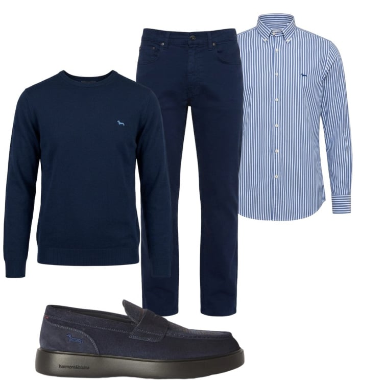 Outfit uomo - Total look #2497205. Stile Trendy per Tutti i giorni. Abbinamento con scarpe stringate, pantaloni, camicie, maglieria.