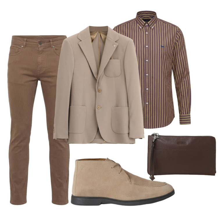 Outfit uomo - Total look #2497210. Stile Business/Elegante per Ufficio. Abbinamento con stivali e stivaletti, camicie, pantaloni, portafogli, giacche.