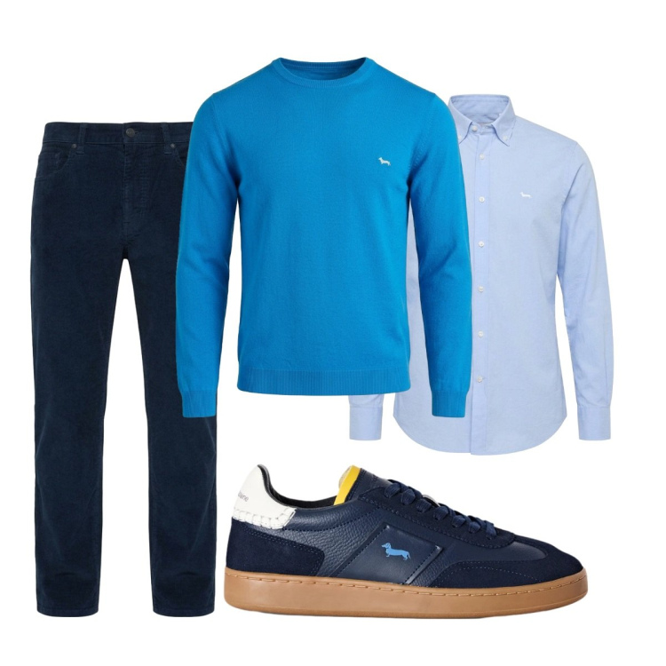 Outfit uomo - Total look #2497222. Stile Business/Elegante per Ufficio. Abbinamento con camicie, sneakers, maglieria, pantaloni.