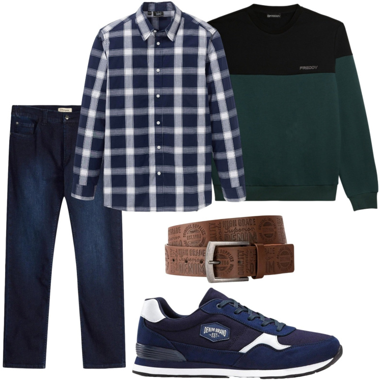 Outfit uomo - Weekend easy. Stile Casual per Tutti i giorni. Abbinamento con felpe, camicie, sneakers, cinture, jeans slim fit.