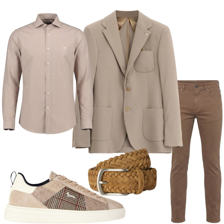 Outfit uomo - Smart working. Stile Casual per Ufficio. Abbinamento con sneakers, cinture, camicie, pantaloni, giacche.