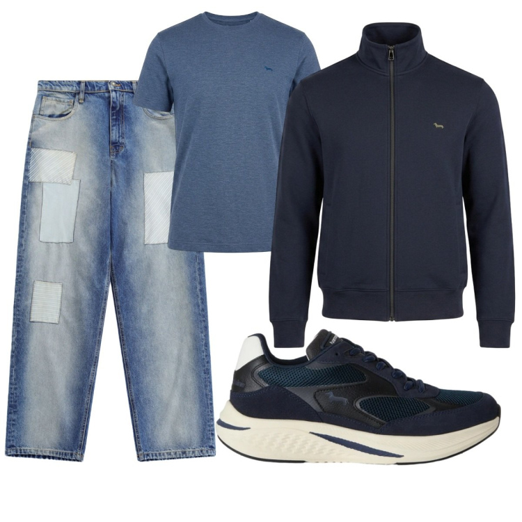 Outfit uomo - Total look #2497244. Stile Casual per Tutti i giorni. Abbinamento con t-shirt, sneakers, felpe, jeans.