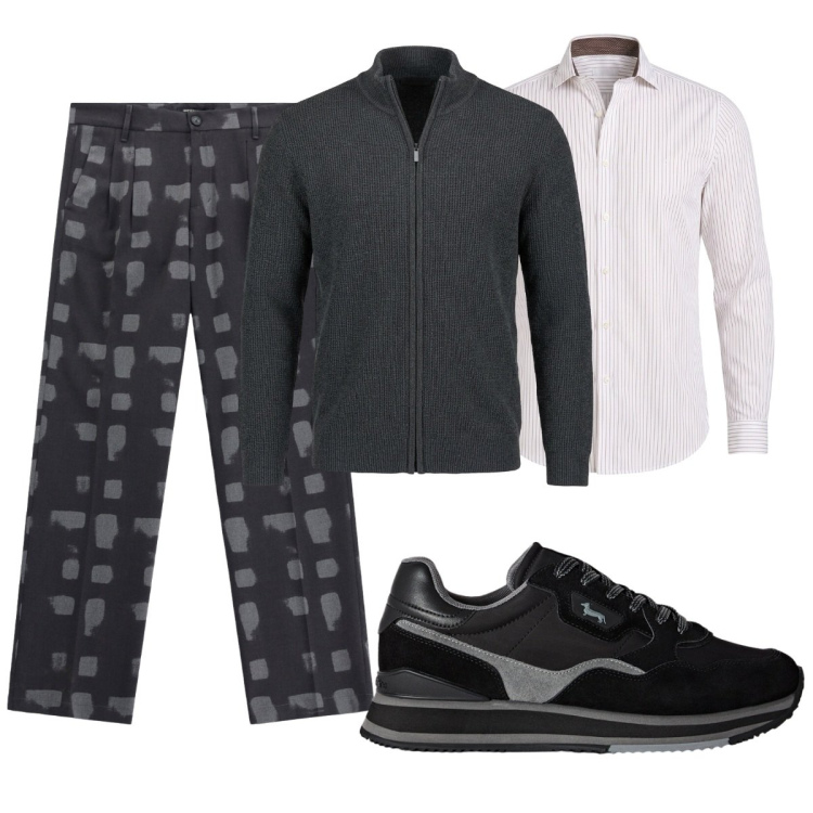 Outfit uomo - Total look #2497249. Stile Trendy per Tutti i giorni. Abbinamento con camicie, pullovers, sneakers, pantaloni.