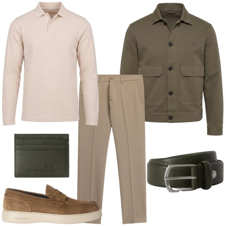 Outfit uomo - Comodo e raffinato. Stile Business/Elegante per Tutti i giorni. Abbinamento con cappotti, cinture, polo, portafogli, scarpe stringate, pantaloni.