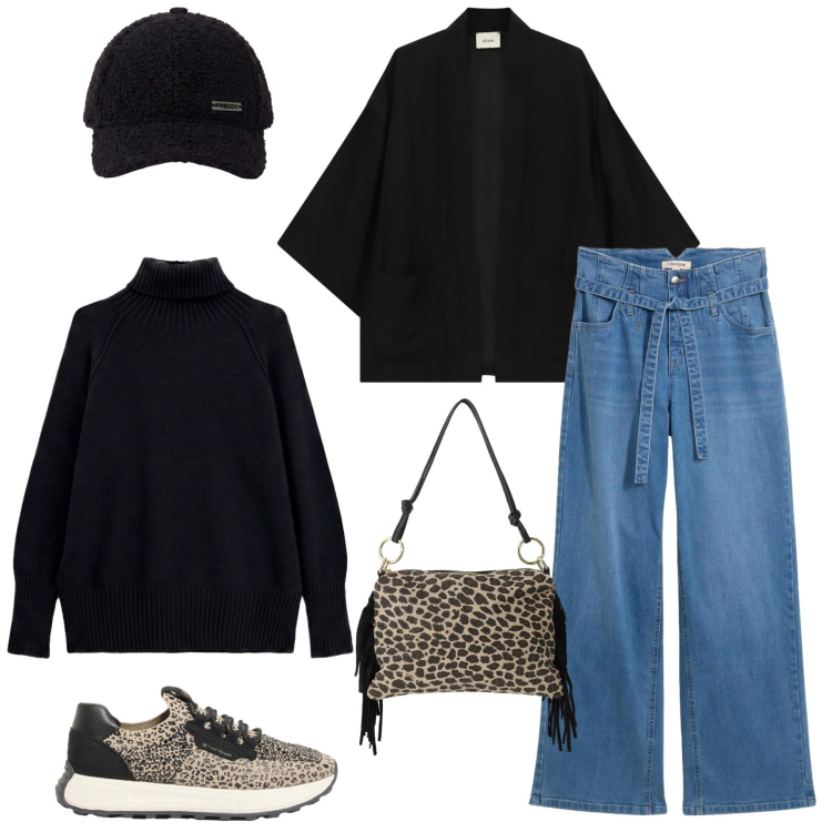 Outfit donna - Total look #2497275. Stile Minimal per Ufficio. Abbinamento con pullovers, borse a spalla, cappelli con visiera, blazer, jeans, sneakers.