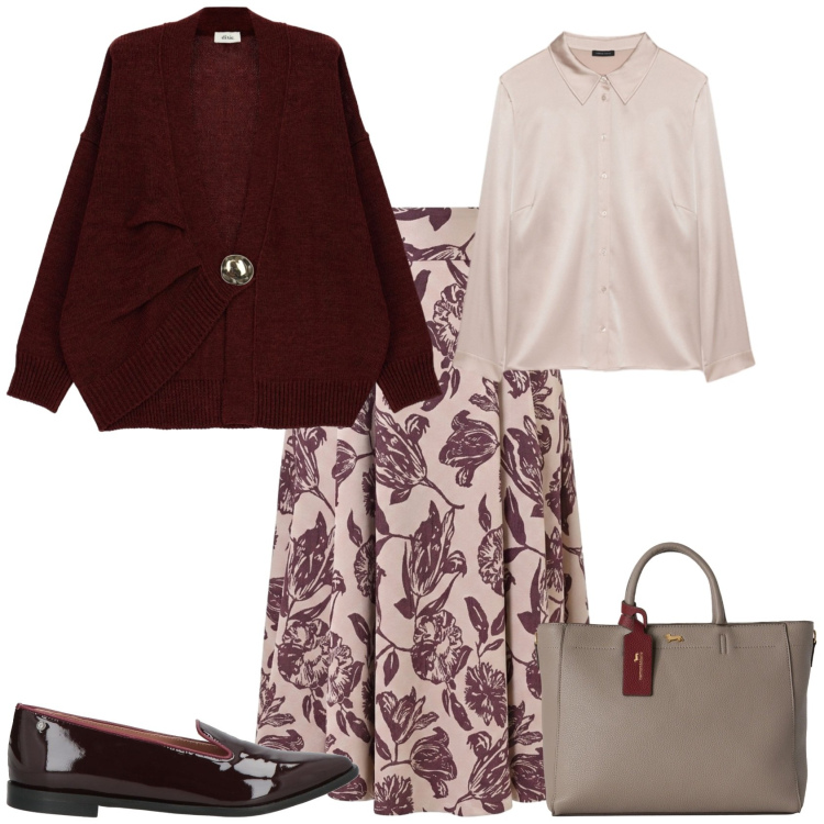 Outfit donna - Romantica chic un pomeriggio speciale. Stile Romantica per Tutti i giorni. Abbinamento con borse a mano, camicie, gonne longuette, cardigans, mocassini.