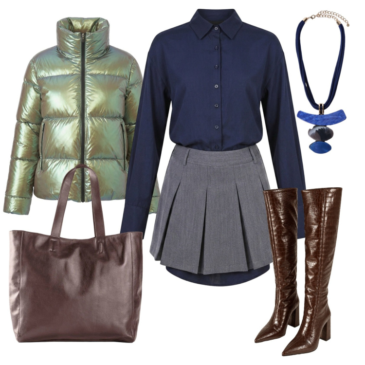 Outfit donna - Total look #2497374. Stile Glamour per Serata fuori. Abbinamento con ciondoli, vestiti, piumini, stivali, shopping bag.