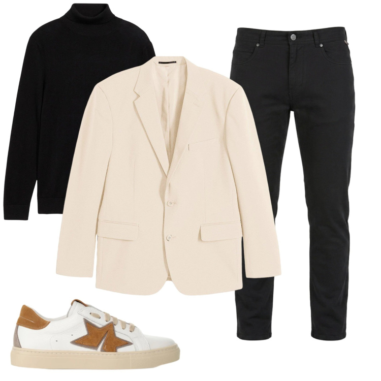 Outfit uomo - Smart Casual serate fra amici. Stile Business/Elegante per Serata speciale. Abbinamento con pantaloni, sneakers, giacche, maglieria.