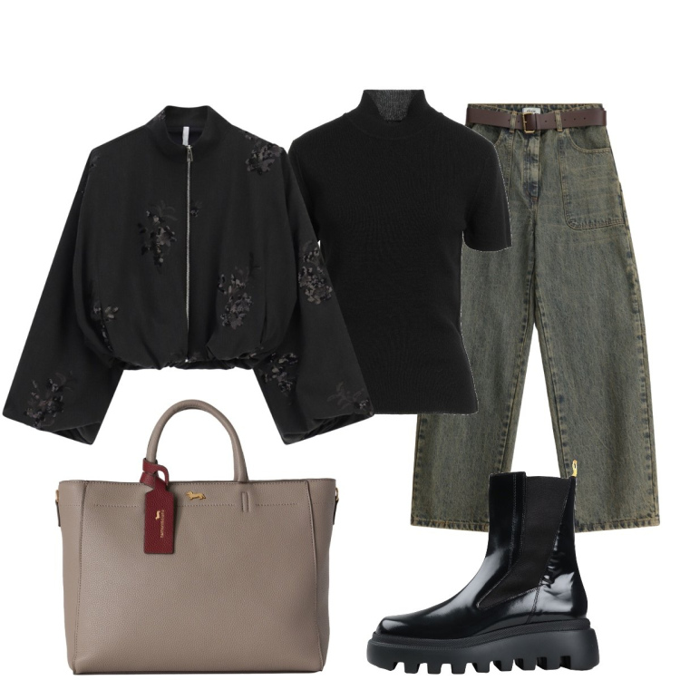 Outfit donna - Il bomber must Have anni 90. Stile Minimal per Tutti i giorni. Abbinamento con borse a mano, bomber, jeans, stivaletti, maglieria.