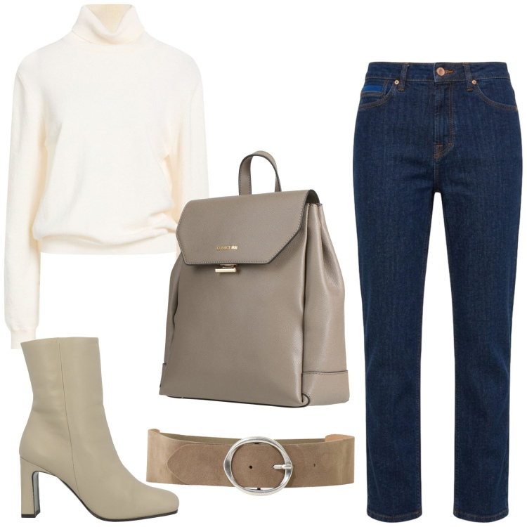 Outfit donna - Minimal chic autumn edition. Stile Minimal per Tutti i giorni. Abbinamento con jeans, cinture, maglieria, stivaletti, zaini.