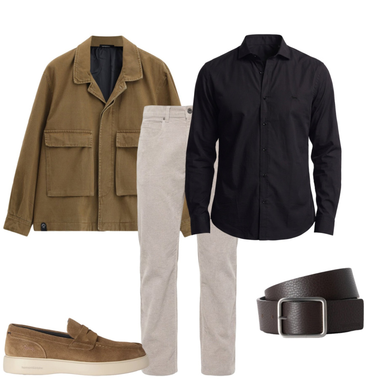 Outfit uomo - Total look #2497457. Stile Casual per Tutti i giorni. Abbinamento con scarpe stringate, cinture, pantaloni, camicie, cappotti.