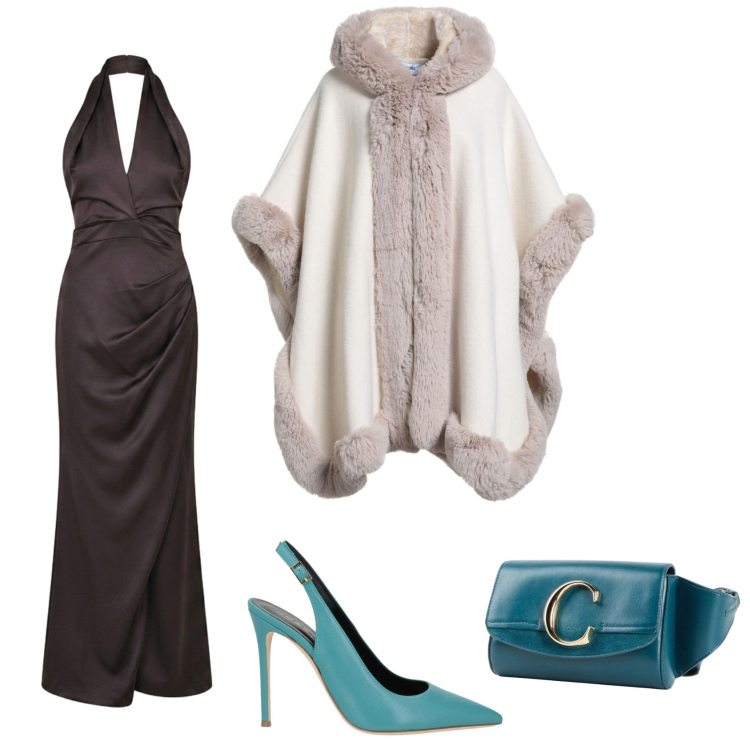 Outfit donna - Total look #2497499. Stile Bon Ton per Serata fuori. Abbinamento con vestiti lunghi, marsupi, décolleté, cappe.