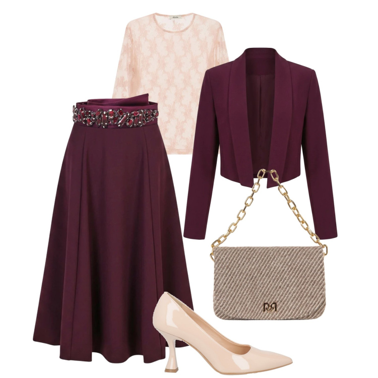 Outfit donna - Evento pomeridiano. Stile Chic per Cerimonia. Abbinamento con gonne lunghe, blazer, cinture, borse a spalla, top, décolleté.