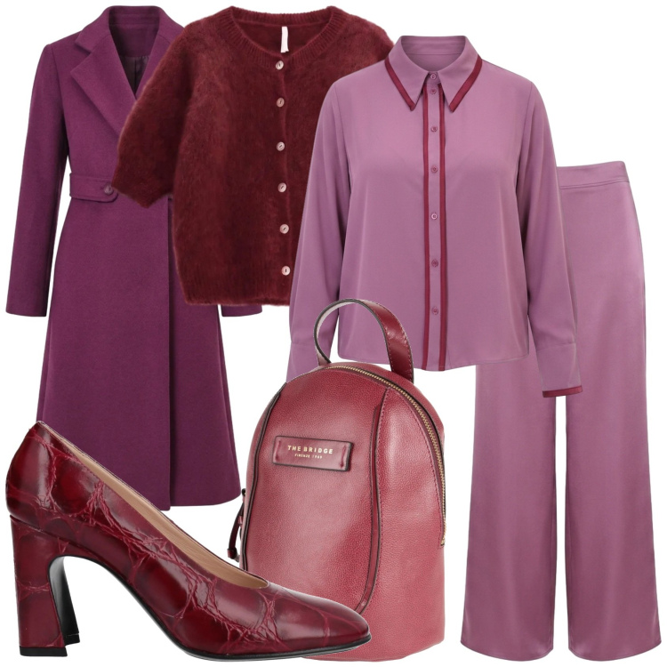 Outfit donna - Che colori. Stile Glamour per Tutti i giorni. Abbinamento con cardigans, pantaloni a palazzo, cappotti, camicie, décolleté, zaini.
