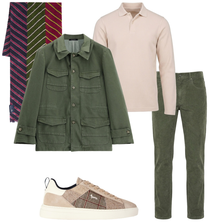 Outfit uomo - Polo manica lunga. Stile Casual per Tutti i giorni. Abbinamento con sneakers, polo, sciarpe, pantaloni, cappotti.