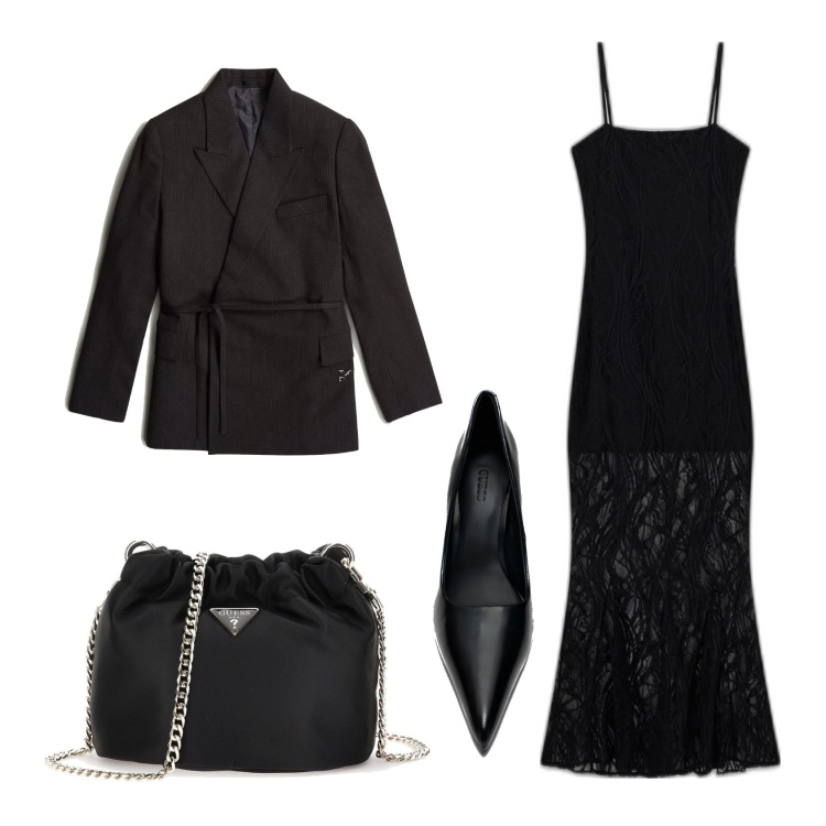 Outfit mujer - Minimal look. Estilo Minimal para Noche/Fiesta elegante. Combinación con blazers, vestidos largos, salones, clutch.