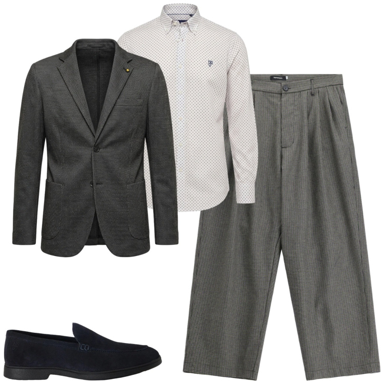 Outfit uomo - Grey. Stile Urban per Tutti i giorni. Abbinamento con camicie, scarpe stringate, pantaloni, giacche.