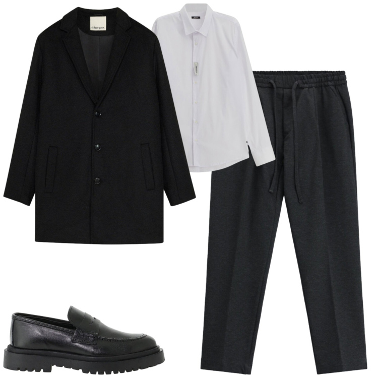 Outfit uomo - City. Stile Business/Elegante per Tutti i giorni. Abbinamento con pantaloni, camicie, scarpe stringate, cappotti.