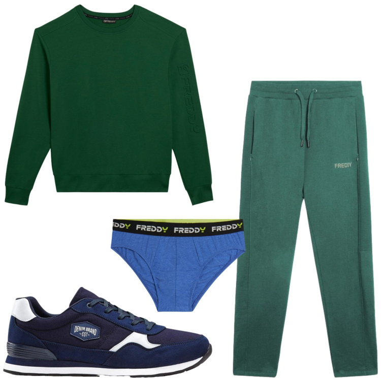 Outfit uomo - Total look #2497678. Stile Casual per Sport. Abbinamento con felpe, pantaloni, slip, sneakers.