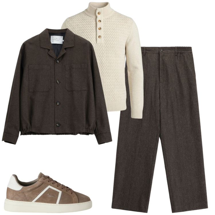 Outfit uomo - City. Stile Urban per Tutti i giorni. Abbinamento con sneakers, pullovers, cappotti, pantaloni.