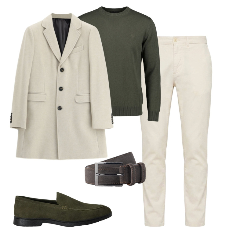 Outfit uomo - City. Stile Urban per Tutti i giorni. Abbinamento con cinture, maglieria, pantaloni, scarpe stringate, cappotti.