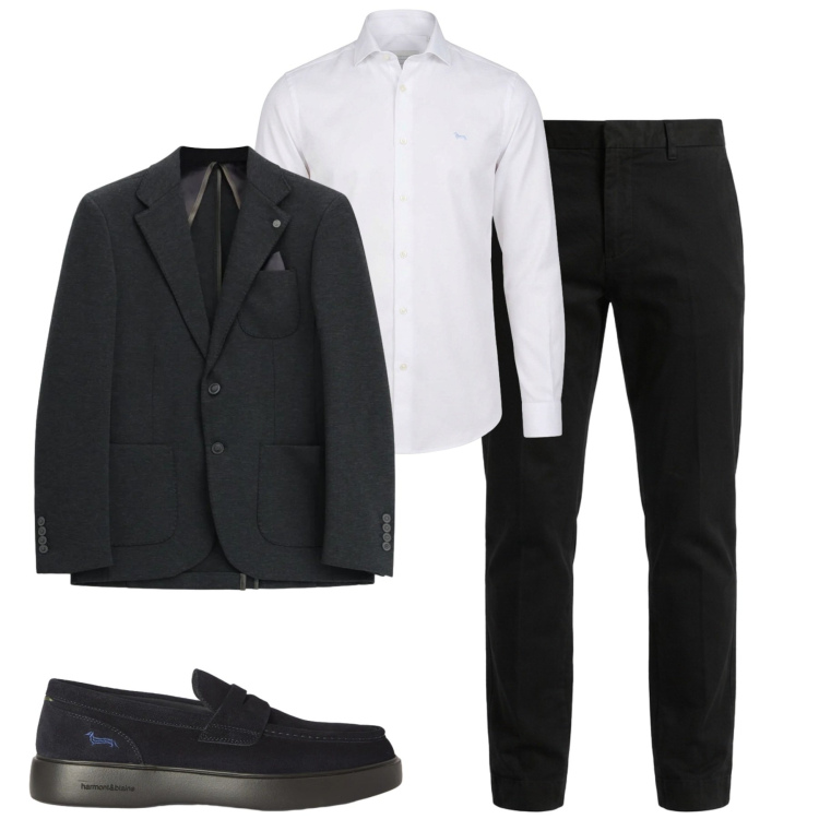 Outfit uomo - Ottobre. Stile Business/Elegante per Tutti i giorni. Abbinamento con scarpe stringate, camicie, pantaloni, giacche.