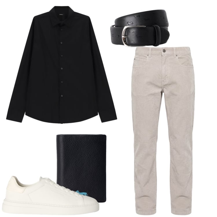 Outfit uomo - Total look #2497707. Stile Casual per Tutti i giorni. Abbinamento con cinture, sneakers, portafogli, pantaloni, camicie.