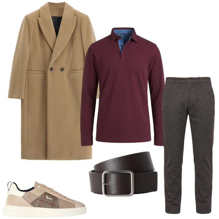 Outfit uomo - Total look #2497736. Stile Trendy per Serata speciale. Abbinamento con sneakers, cinture, pantaloni, polo, cappotti.