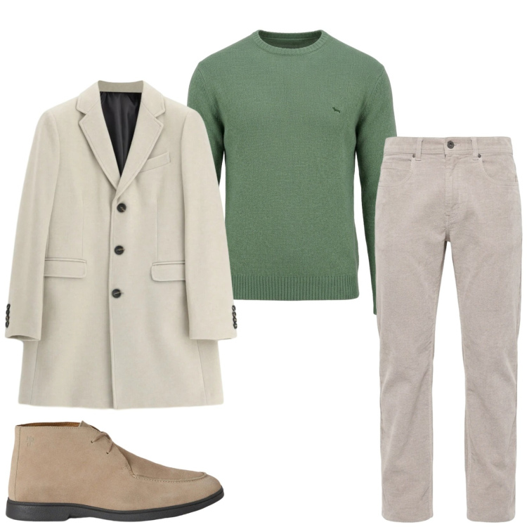 Outfit uomo - Total look #2497739. Stile Trendy per Serata speciale. Abbinamento con stivali e stivaletti, pantaloni, maglieria, cappotti.