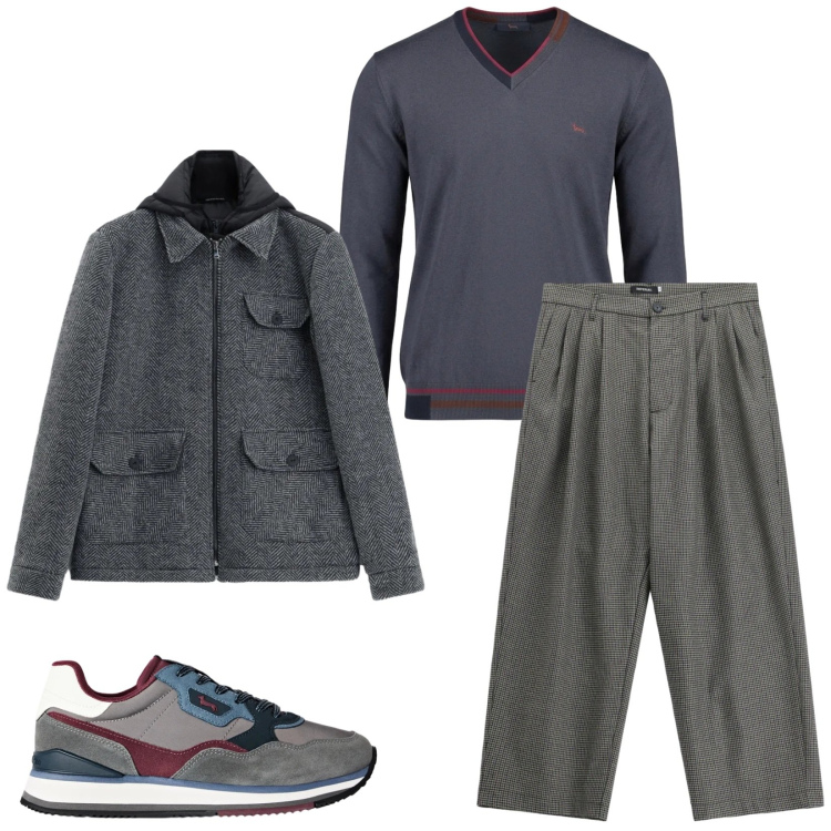 Outfit uomo - Total look #2497741. Stile Trendy per Serata speciale. Abbinamento con maglieria, sneakers, pantaloni, cappotti.