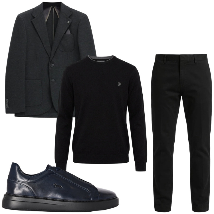 Outfit uomo - Total look #2497743. Stile Urban per Serata speciale. Abbinamento con sneakers, pantaloni, maglieria, giacche.