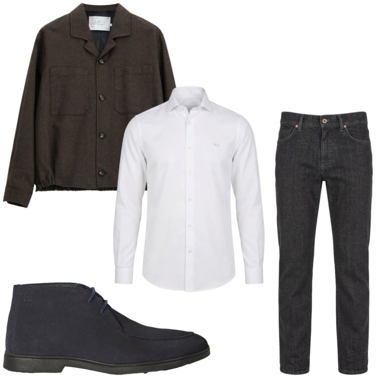 Outfit uomo - Total look #2497749. Stile Business/Elegante per Serata speciale. Abbinamento con camicie, stivali e stivaletti, jeans, cappotti.