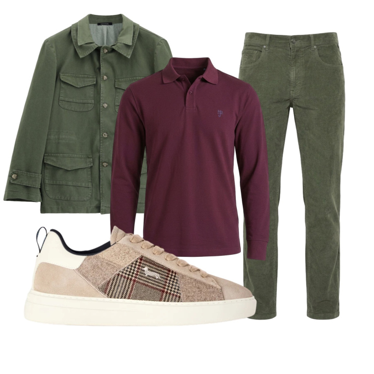 Outfit uomo - Polo a manica lunga. Stile Trendy per Tutti i giorni. Abbinamento con sneakers, pantaloni, polo, cappotti.
