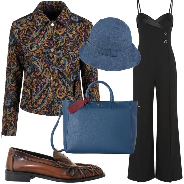 Outfit donna - Giacca tessuto jacquard. Stile Casual per Tutti i giorni. Abbinamento con cappotti, borse a mano, mocassini, tute, cappelli.