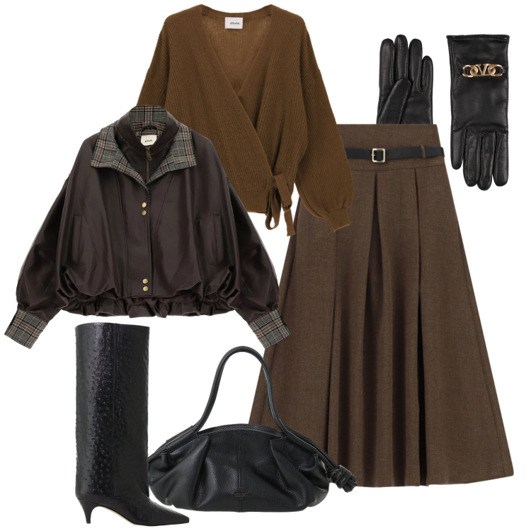 Outfit donna - Bomber mix & match - @susystyle. Stile Casual chic per Tutti i giorni. Abbinamento con gonne lunghe, bomber, borse a mano, stivali, cardigans, guanti.