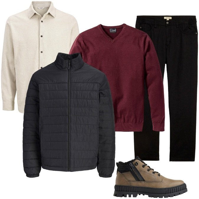 Outfit uomo - Total look #2498015. Stile Urban per Tutti i giorni. Abbinamento con maglieria, pantaloni, giacche, stivali e stivaletti, camicie.