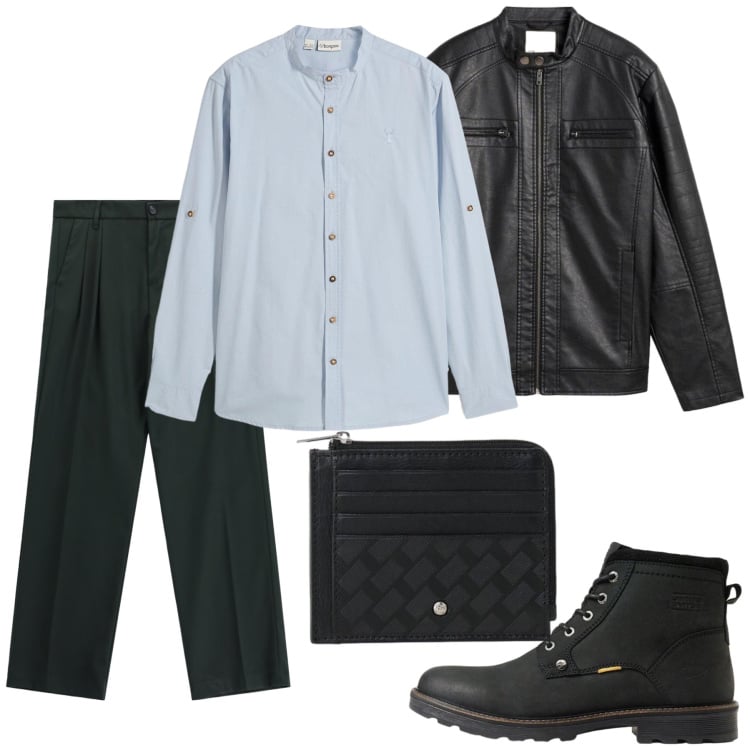 Outfit uomo - Total look #2498017. Stile Casual per Tutti i giorni. Abbinamento con pantaloni, portafogli, camicie, giacche, stivali e stivaletti.