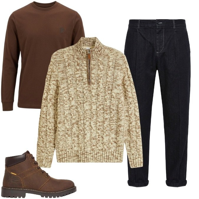 Outfit uomo - Total look #2498044. Stile Casual per Tutti i giorni. Abbinamento con t-shirt, jeans, maglieria, stivali e stivaletti.
