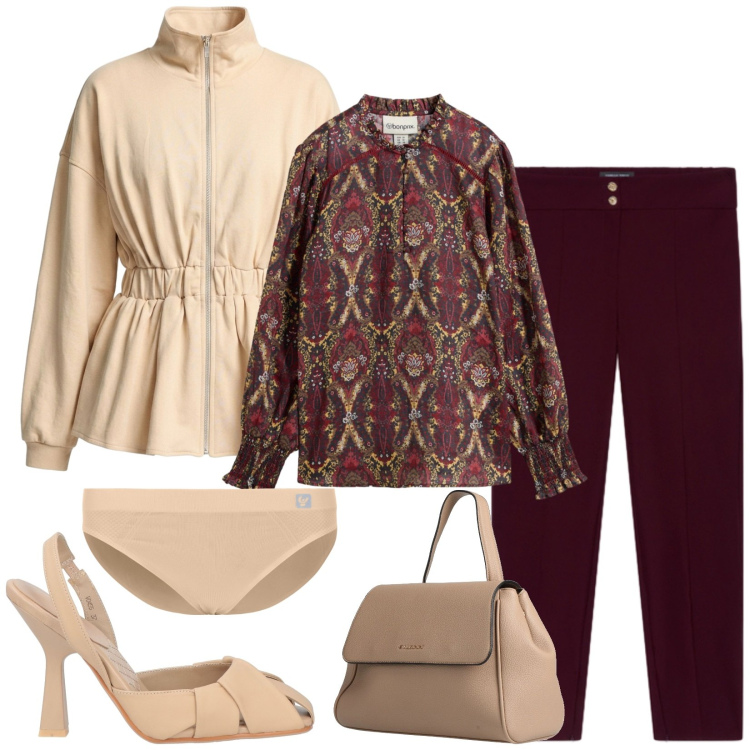 Outfit donna - Total look #2498052. Stile Casual chic per Ufficio. Abbinamento con pantaloni skinny, felpe, culotte, décolleté, zaini, tuniche.