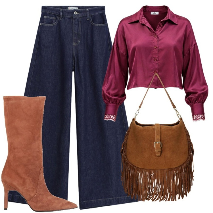 Outfit donna - Il jeans perfetto. Stile Sporty chic per Serata fuori. Abbinamento con camicie, borse a spalla, jeans, stivali.
