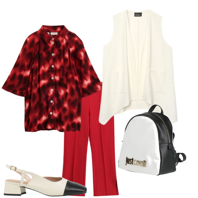 Outfit donna - Tiziana. Stile Casual chic per Ufficio. Abbinamento con pantaloni, gilet, décolleté, zaini, camicie.