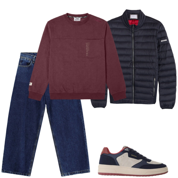 Outfit uomo - Perfetto per le commissioni. Stile Casual per Tutti i giorni. Abbinamento con jeans, sneakers, piumini, felpe.