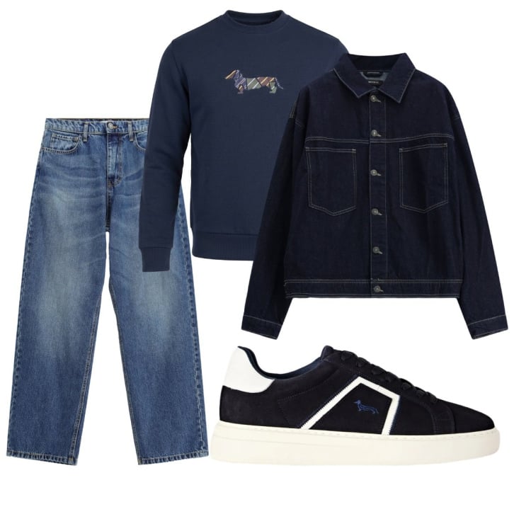 Outfit uomo - Total look #2498161. Stile Casual per Tutti i giorni. Abbinamento con sneakers, felpe, jeans, cappotti.