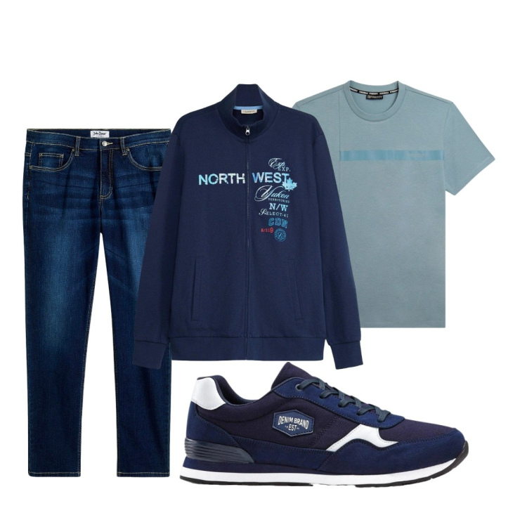 Outfit uomo - Total look #2498163. Stile Casual per Tutti i giorni. Abbinamento con t-shirt, jeans, sneakers, felpe.